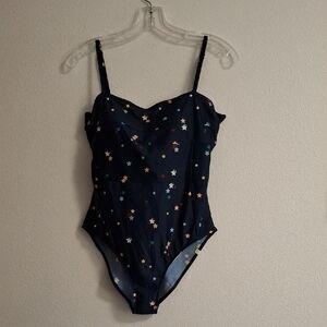 Summersalt Blue Star Print One Piece Swimsuit High Leg Size 10 Outdoor Sun